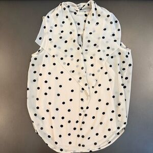 Ann Taylor Polka Dot Sleeveless Blouse - Black and White - Size XS